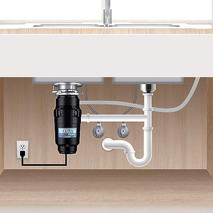 Waste Maid 10-US-WM-058-3B Garbage Disposal Anti-Jam Stainless Steel Food Waste Grinding System, 1/2 HP Economy, Black