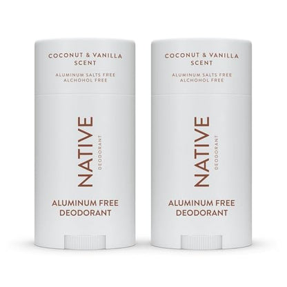 Native Deodorant Contains Naturally Derived Ingredients, 72 Hour Odor Control | Deodorant for Women and Men, Aluminum Free with Baking Soda, Coconut Oil and Shea Butter | Coconut & Vanilla, 2-Pack
