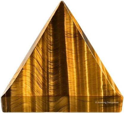 Amazing Gemstone Tiger Eye Pyramid Crystal Healing Stones - 2" Great Pyramid Figurine of Natural Stone Pyramid for Meditation, Reiki, Chakra Balancing and Crystal Pyramids Grid