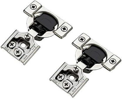Ravinte 60 Pack (30 Pairs) 1/2 Inch Overlay Soft Close Hinges for Kitchen Cabinets - Satin Nickel Hidden Concealed Hinge, Stainless Steel, Self Closing