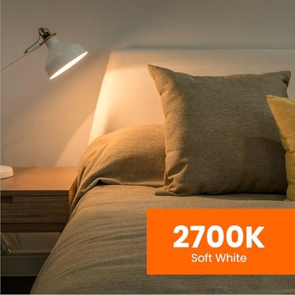 Feit Electric A19 LED Light Bulbs, 60W Equivalent, Dimmable, E26 Standard Base, 90 CRI, 800 Lumens, 2700K Soft White, 120V, 22 Years Lifetime, Damp Rated, 8 Pack, OM60DM/927CA/8