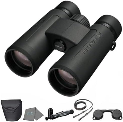 Nikon Prostaff P3 10x30 (16775) Black Binoculars Bundle with Lens Pen, and Cloth - High Powered Compact Adult Binoculars for Hunting, Bird Watching, and Hiking Essentials, Zoom Lightweight Travel