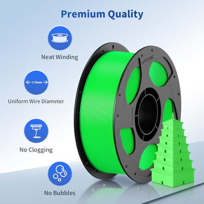 ANYCUBIC PLA 3D Printer Filament, 3D Printing PLA Filament 1.75mm Dimensional Accuracy +/- 0.02mm, 1KG Spool (2.2 lbs), Green Flash