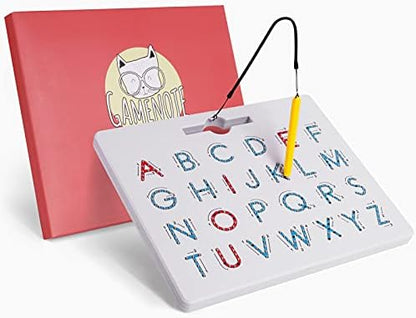 GAMENOTE Double Sided Magnetic Letter Board - 2 in 1 Alphabet Magnets Tracing Board for Toddlers ABC Letters Uppercase & Lowercase Practicing Learning Education Toys