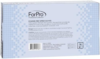ForPro Disposable Nitrile Gloves, Chemical Resistant, Powder-Free, Latex-Free, Non-Sterile, Food Safe, 4 Mil, 100-Count