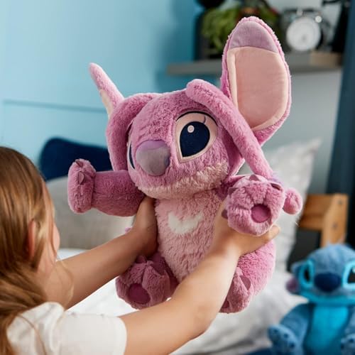 DISNEY STORE Official Angel Medium Soft Toy for Kids, Cuddly Character with Fuzzy Texture and Embroidered Details, Flexible Floppy Ears, Disney Plushy Suitable for All Ages.
