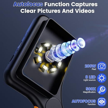 Microscope for Kids Adults - 3 Inch IPS Screen, Ahalfcit Digital Microscope, 500X Handheld Coin Magnifier, 3 Level LED Light, Compatible with Windows, Mac OS (Black)