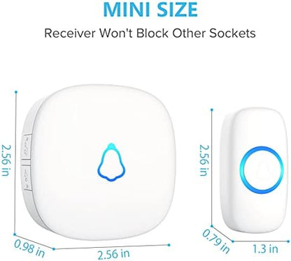 SECRUI Wireless Doorbell, Easy installation, Waterproof, Adjustable Volume, 58 Chimes, Colorful LED, 1000Ft Range, M520+F55, White