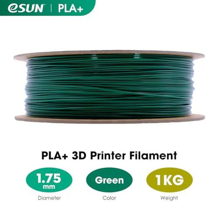 eSUN PLA+ Filament 1.75mm, 3D Printer Filament PLA Plus, Dimensional Accuracy +/- 0.03mm, 1KG Spool (2.2 LBS) 3D Printing Filament for 3D Printers, Green
