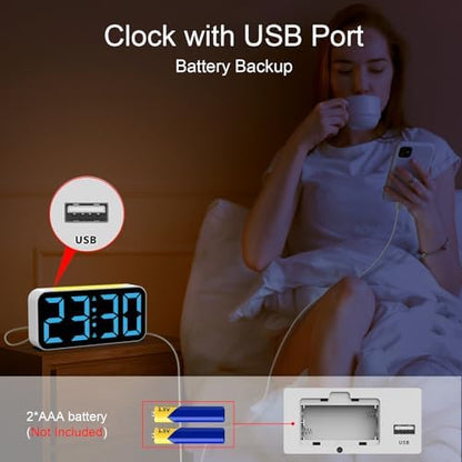 Loud Alarm Clocks for Bedrooms Heavy Sleepers, Digital Clock with Night Light, Large Display, Dual Alarm, Snooze, Dimmable Bedside Alarm Clock for Kids Teens Boys Girls