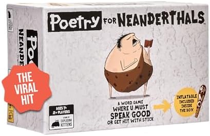 Exploding Kittens Poetry for Neanderthals 2+ Players - Ages 7+ - 15 Minutes to Play - Competitive Word Guessing Game - Party Game, Family Game Night, Kid and Adult Card Game