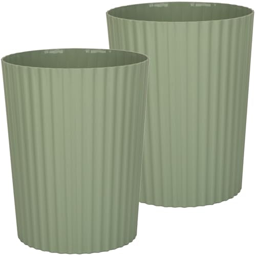 JiatuA Small Trash Can Plastic Wastebasket Round Garbage Container Bin for Bathroom, Kitchen, Bedroom, Home Office, College Dorm, Green 2 Pack