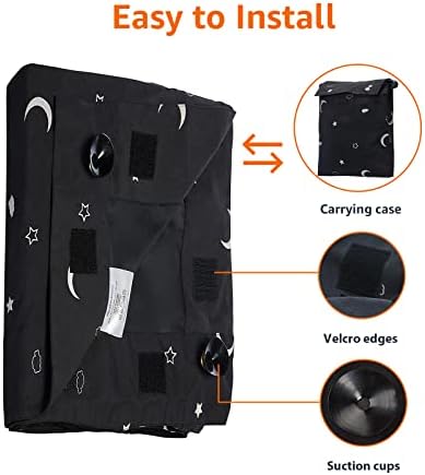 Amazon Basics Portable Blackout Curtain Shade with Suction Cups, 50" W x 78" L, 1-Pack, Moon and Stars