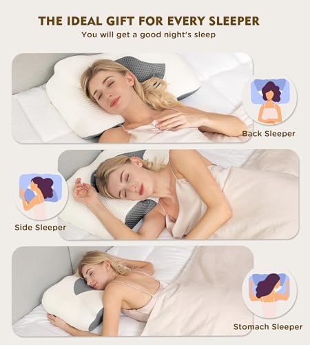 Osteo Cervical Pillow for Neck Pain Relief, Hollow Design Odorless Memory Foam Pillows with Cooling Case, Adjustable Orthopedic Bed Pillow for Sleeping, Support for Side Back Sleepers
