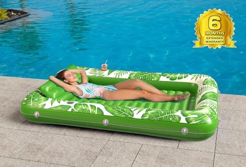Inflatable Tanning Pool Lounger Float - Jasonwell 4 in 1 Sun Tan Tub Sunbathing Pool Lounge Raft Floatie Toys Water Filled Tanning Bed Mat Pad for Adult Blow Up Kiddie Pool Kids Ball Pit Pool