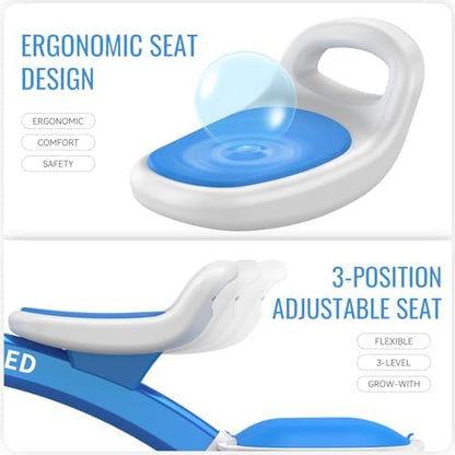 SEREED Colorful Lighting Toddler Tricycle for 2-5 Years Old Boys Girls, Adjustable Seat&Handlebar Trike, Removable Basket, Birthday Gift Idea for Kids Ages 2+ (Blue)