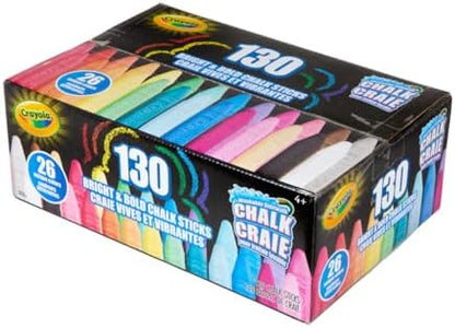 Crayola Washable Outdoor Sidewalk Chalk Collection (130ct), Bulk Anti-Roll Chalk Sticks for Kids, Classroom Recess Toys, Outdoor Toys & Activities for Kids