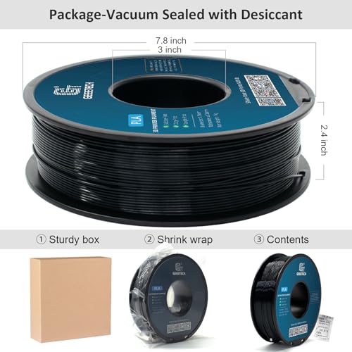 Geeetech Silk PLA Filament 1.75mm for 3D Printer, Metal-Like Shiny 3D Filament 1kg (2.2lbs) 1 Spool, Dimensional Accuracy +/- 0.02 mm, Metallic Black