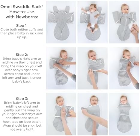 SwaddleDesigns 6-Way Omni Swaddle Sack Arms Up Swaddle for Newborn, More Options to Calm Startle Reflex, Improves Sleep