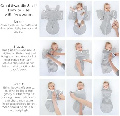 SwaddleDesigns 6-Way Omni Swaddle Sack Arms Up Swaddle for Newborn, More Options to Calm Startle Reflex, Improves Sleep