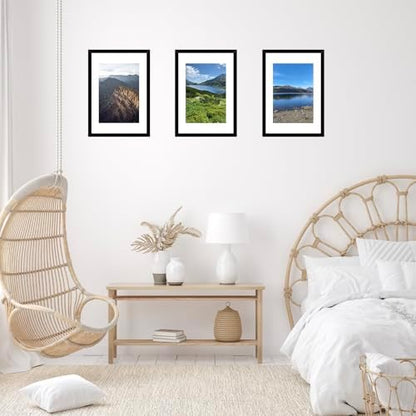 16.5x23.4 A2 Picture Frame Black with 11.7x16.5 A3 Mat, Display Photo 11.7x16.5 with Mat or 16.5 x 23.4 Without Mat, Wall Hanging Large Frame with Plexiglass, Black