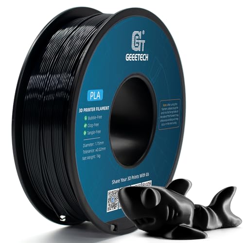 Geeetech Silk PLA Filament 1.75mm for 3D Printer, Metal-Like Shiny 3D Filament 1kg (2.2lbs) 1 Spool, Dimensional Accuracy +/- 0.02 mm, Metallic Black