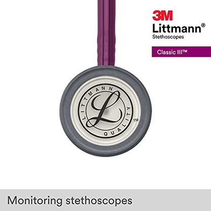 3M Littmann Classic III Monitoring Stethoscope, 5831, More Than 2X as Loud, Weighs Less, Stainless Steel Chestpiece, 27" Plum Tube