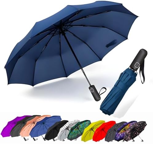 SIEPASA Windproof Travel Compact Umbrella-Automatic Umbrellas for Rain-Compact Folding Umbrella, Travel Umbrella Compact, Windproof Umbrellas for Men Women Teenage.(Navy Blue, 54 Inch)