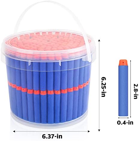 Refill Darts Bullets Compatible with Nerf Guns N-Strike Elite Series, 300PCS Refill Darts Premium Foam Bullets Pack with Portable Storage Bucket