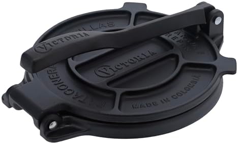Victoria 8 Inches Cast Iron Tortilla Press, Roti Maker and Tortilladora, Pataconera Seasoned with Flaxseed Oil, Made in Colombia