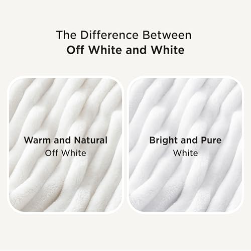 Bedsure GentleSoft White Throw Blanket for Couch - Cozy Blanket for Women, Cute Fleece Throws for Girls, Teacher Gifts Birthday Gifts for Women Men Mom, Room Home Dorm Decor, Off White, 50x60 Inches