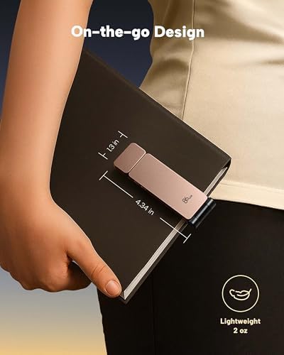 86lux Book Light, Rechargeable Clip-On LED Reading Light for Bed & Night Use - 3 Color Temperatures with Stepless Dimming, Ultralight Bookmark Design for Kids, Book Lovers, Pink Brown
