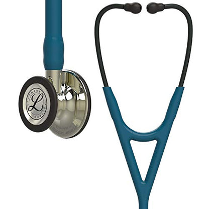 3M Littmann Cardiology IV Diagnostic Stethoscope, 6190, More Than 2X as Loud, Weighs Less, Stainless Steel Champagne-Finish Chestpiece and Stem, 27" Caribbean Blue Tube, Black Headset