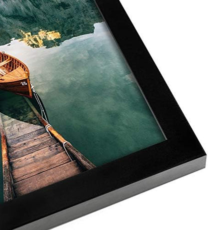 Americanflat 12x18 Poster Frame with Shatter-Resistant Glass - Signature Collection - Gallery-Style Frames Made of Engineered Wood - Photo Frame for Wall Display - Black