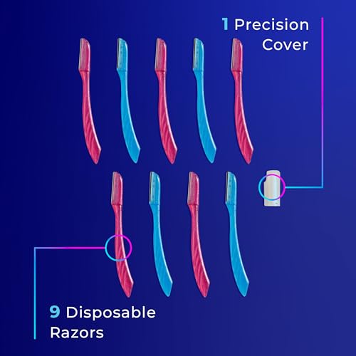 Schick Hydro Silk Touch-Up Dermaplaning Tool with Precision Cover, 9ct | Dermaplane Razor, Face Razors for Women, Peach Fuzz Remover