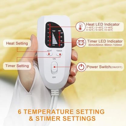 Heating Pad-Electric Heating Pads for Back,Neck,Abdomen,Moist Heated Pad for Shoulder,Knee,Hot Pad for Arms and Legs,Dry&Moist Heat & Auto Shut Off(BabyYellow, 12''×24'')
