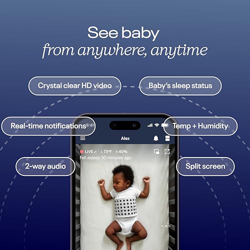 Nanit Pro Smart Baby Monitor & Floor Stand with Breathing Band, New Version - 1080p Wi-Fi Video & Sound Camera, Sleep Coach & Breathing Motion Tracker, 2-Way Audio, iOS and Android Compatible - White