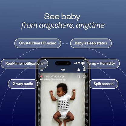 Nanit Pro Smart Baby Monitor & Floor Stand with Breathing Band, New Version - 1080p Wi-Fi Video & Sound Camera, Sleep Coach & Breathing Motion Tracker, 2-Way Audio, iOS and Android Compatible - White