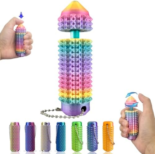 Button Clicks,Floating Spinners,Portable Stim Tool,Little Ouchies 3-in-1 Design for Stress Relief,Spiky Grippie Stim,3D Printed Toys Pain Stim Fidget,Pocket Mini Fidget Toy for Adults Novelty Gifts