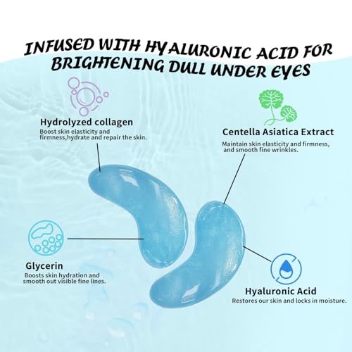 Under Eye Patches (30 Pairs), Hyaluronic Acid Eye Masks for Dark Circles Puffy Eyes Undereye Bags, Collagen Eye Patches for Wrinkles and Hydrate, Skin Care Gift for Her