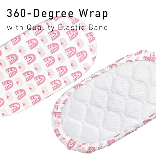 Gllquen Baby Bassinet Sheets 4 Pack, Breathable Cozy Fitted Mattress Sheet, Elastic Travel Crib Fashionable Floral Pattern, Standard Cradle Safe Sheets for Baby Boys Girls 32"x16"(Love)