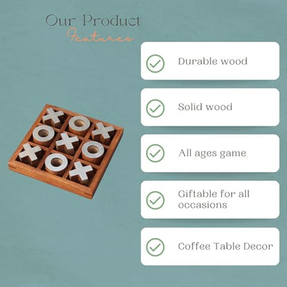 T one wooden Tic Tac Toe Game | board games for adults | Table Top Living Room Decor Fun family Games | board games for family night | board games for kids (Design-1)