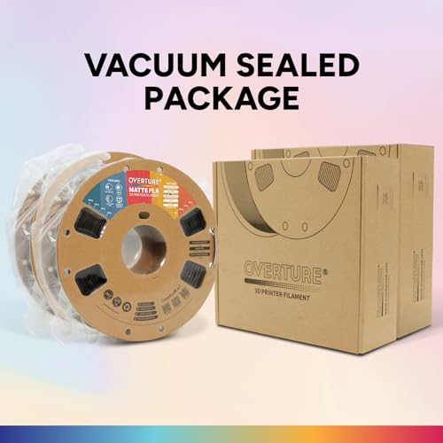 OVERTURE PLA Matte 3D Printer Filament 1.75mm, Matte PLA 2kg Cardboard Spool (4.4lbs), Dimensional Accuracy +/- 0.02 mm (Matte Black 2-Pack)