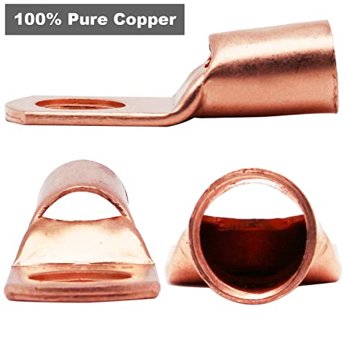 TKDMR 195Pcs Copper Wire Lugs AWG2 4 6 8 10 12 with Heat Shrink Set, 85Pcs Battery Cable Lugs Battery Cable Ends Ring Terminals Connectors with 110Pcs Heat Shrink Tubing Assortment Kit