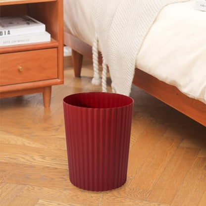 JiatuA Small Trash Can Plastic Wastebasket Round Garbage Container Bin for Bathroom, Kitchen, Bedroom, Home Office, College Dorm, Dark Red