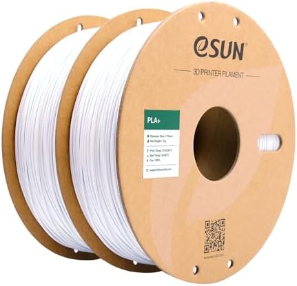 eSUN PLA+ Filament 1.75mm, 3D Printer Filament PLA Plus, Dimensional Accuracy +/- 0.03mm, 1KG per Spool, 2 Spools 3D Printing Filament, Cold White