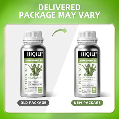 HIQILI 16 Fl Oz Lemongrass Essential Oil, 100% Pure Natural Undiluted for Diffuser, Hair