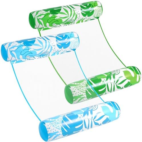 SLOOSH 2 Packs Hammock Pool Floats Adults, 4-in-1 Multi-Purpose Inflatable Pool Floats PVC Water Hammock Lounge Floaties