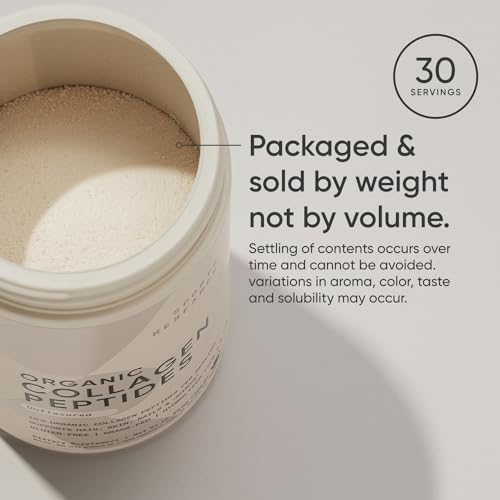 Sports Research Organic Collagen Peptides - Hydrolyzed Type I & III Collagen Protein Powder Made Sustainably from Grass-Fed Cows - Unflavored - 30 Servings