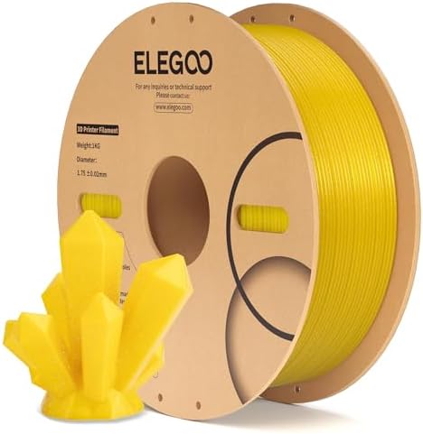 ELEGOO PLA Filament 1.75mm Sparkle Gold Yellow 1KG, Glitter Twinkling 3D Printer Filament Dimensional Accuracy +/- 0.02mm, 1kg Spool(2.2lbs) Fits for Most FDM 3D Printers